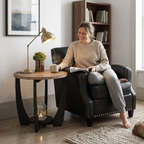 Rustic Round End Table | Storage Shelf