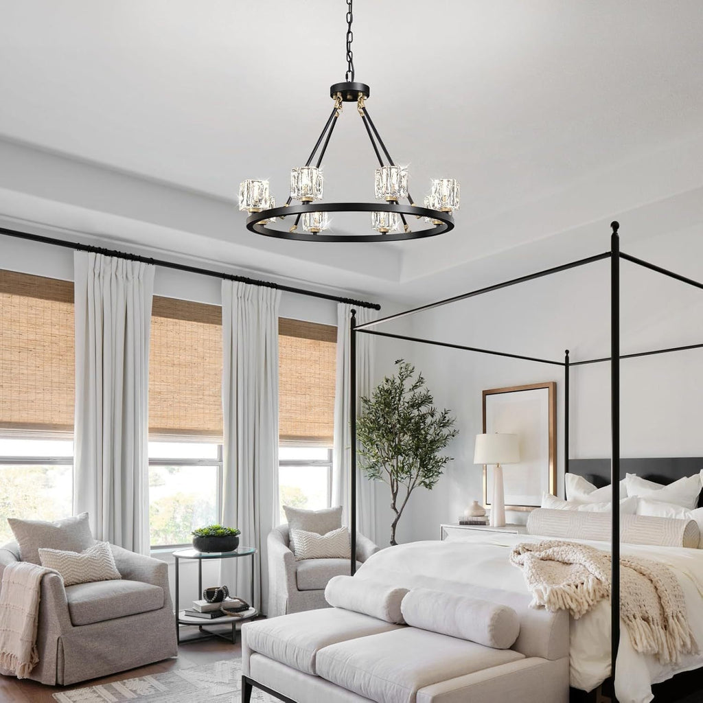 Black Farmhouse  Chandelier | Wagon Wheel Design
