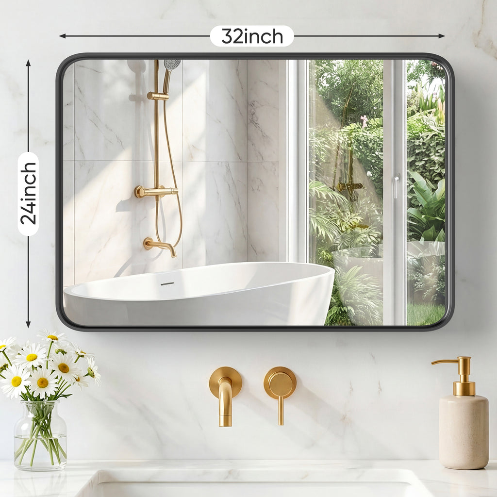 Wall Mirror With Rectangular Metal Frame