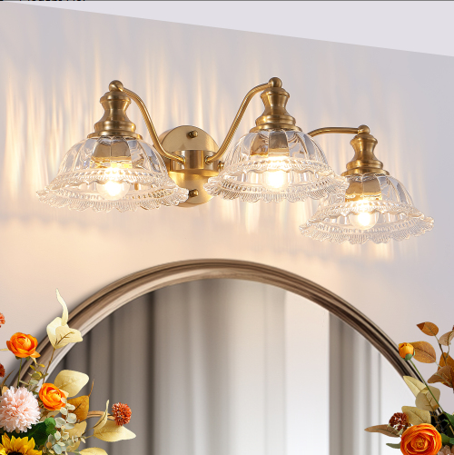 24 Inch 3-Light Vintage Bathroom Wall Sconce - Elegant Golden Metal An