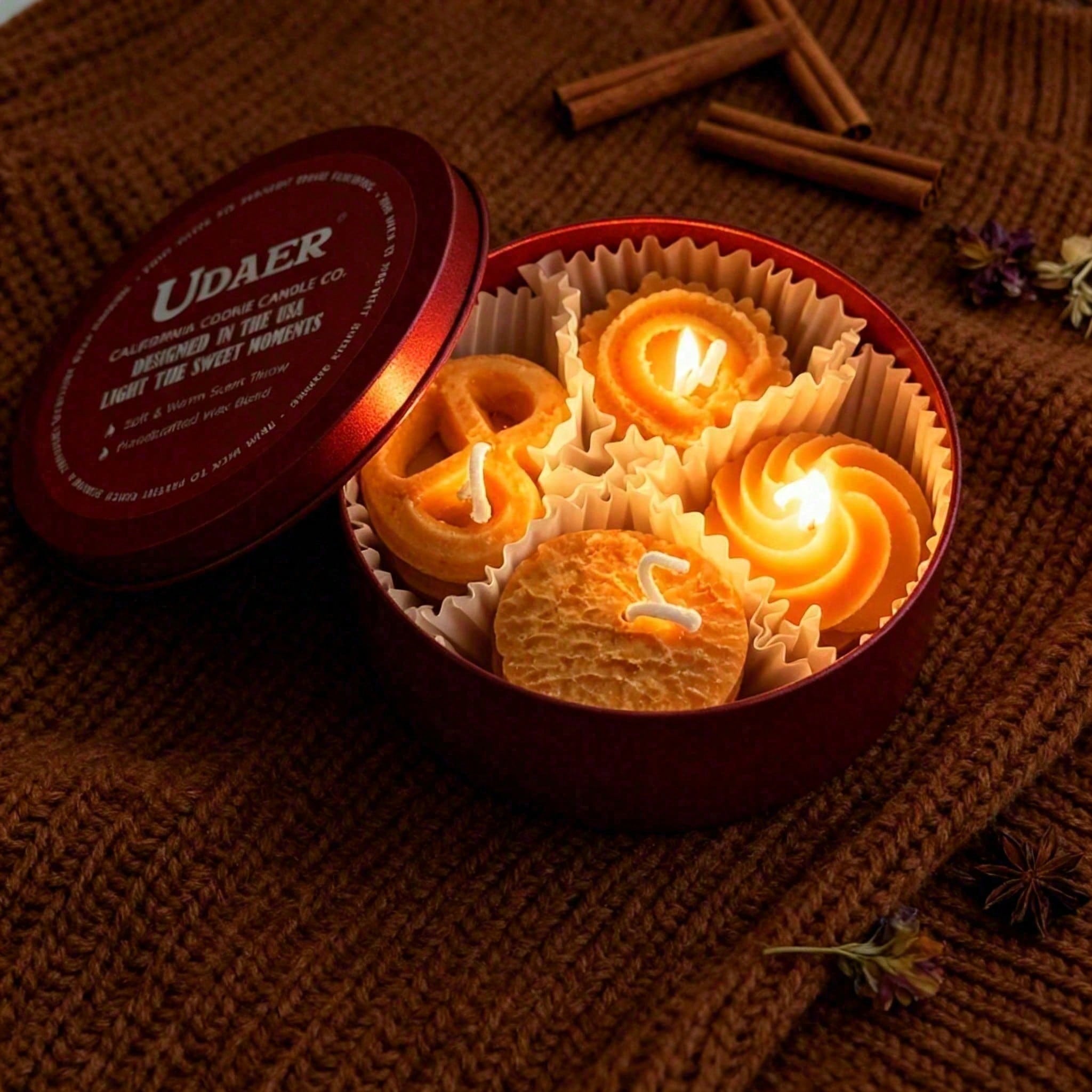 Cookie Shape Scented Candle Set 4PCS Coffee & Milk Aroma For Home Deco