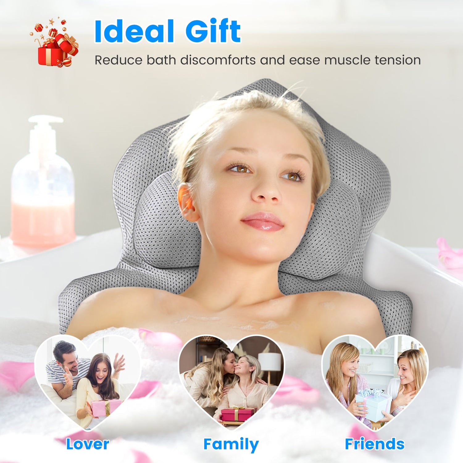 1Pc Full Body Bath Pillow With Headrest Lumbar Support Quick-Drying Ba
