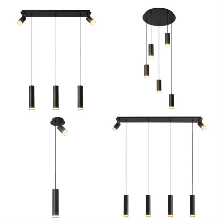 Angelina 6 - Light Matte Black Kitchen Island Pendant No Bulb