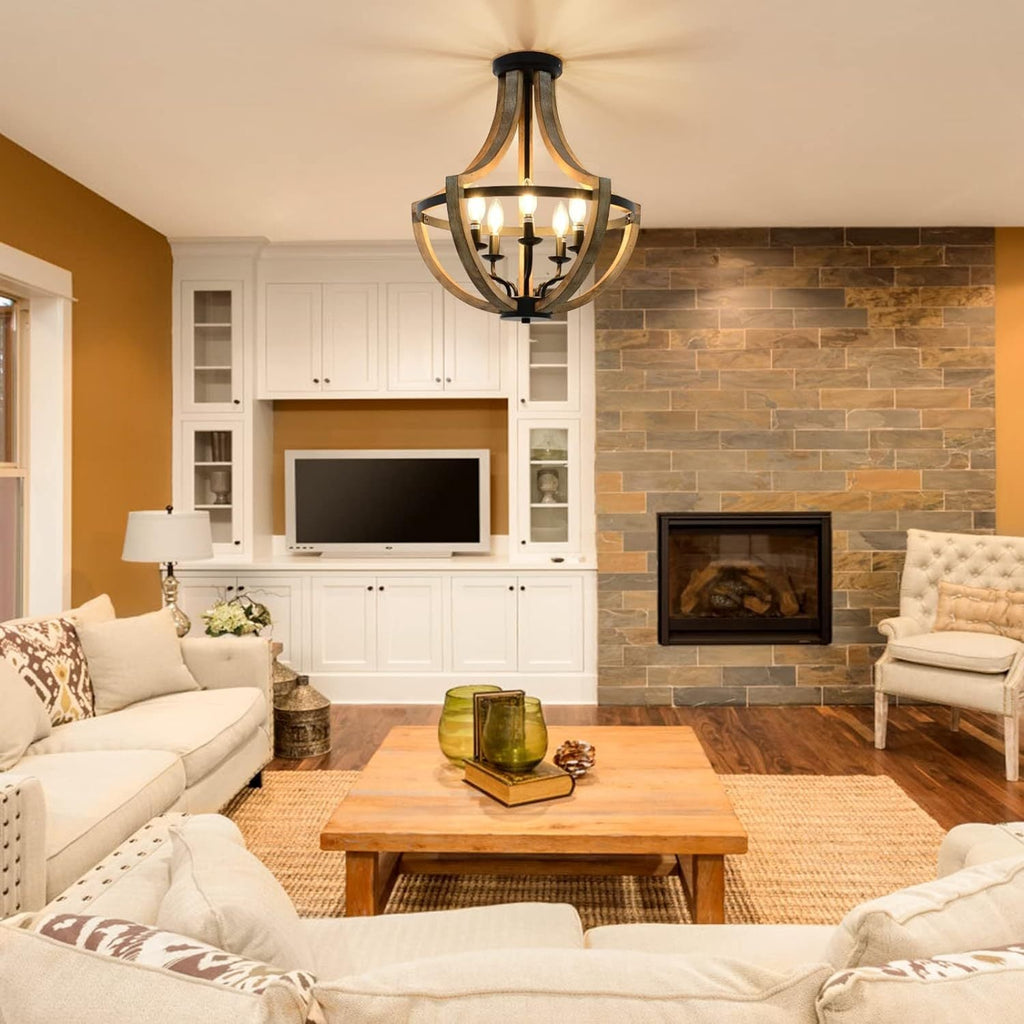 Modern Solid Wood Chandelier | Adjustable Hanging