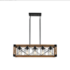 32 Inch Walnut Industrial Farmhouse Rectangle Pendant Light