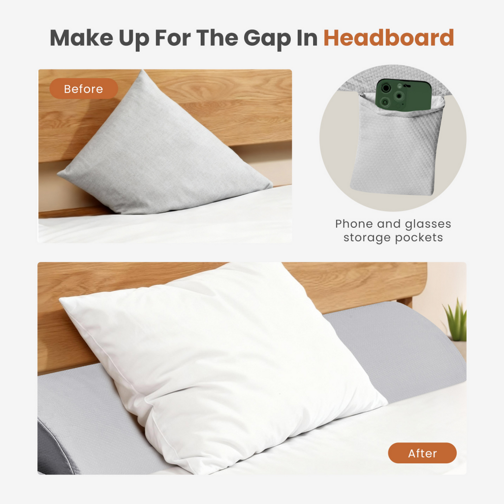Bed Wedge Pillow With Headboard - High-density Foam Fills The Gap Betw