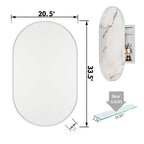 20x34 Inch Oval Recessed Metal Frame Bathroom Wall Cabinet With Mirror