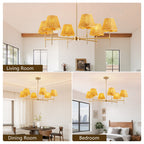 Boho Rattan Chandelier 6-Lights Rustic Industrial Pendant Light Large