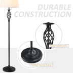 3 Piece Table Floor Lamp Set with Metal Pole