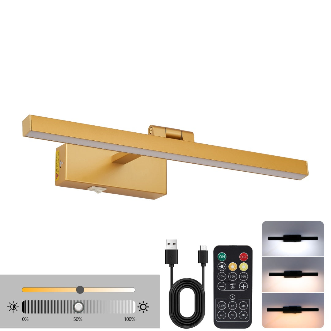 16inch Gold Bathroom Light Fixtures Over Mirror Modern Dimmable LED Va