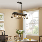 32in Black Gold Industrial 5-Light Pendant Chandelier