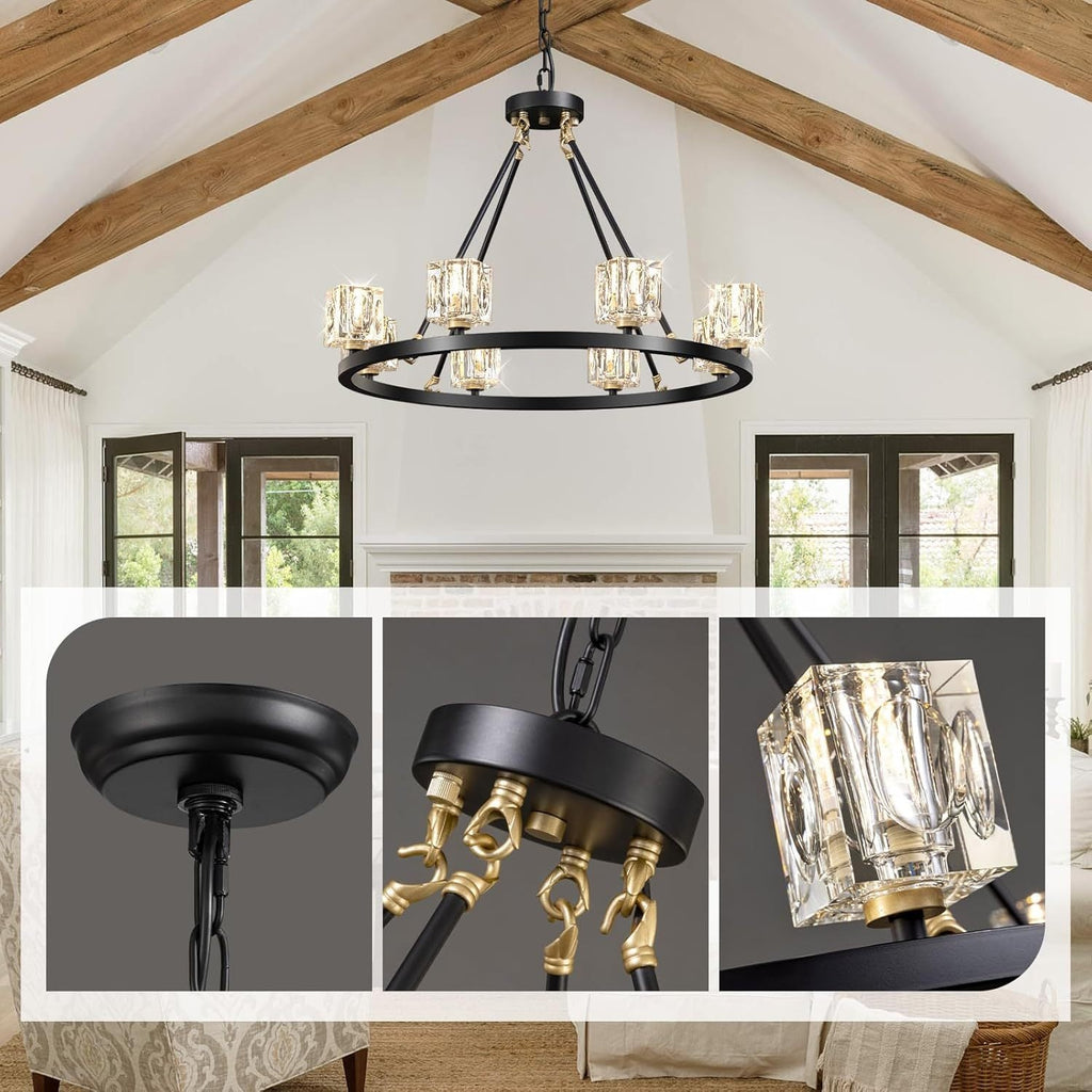 Black Farmhouse  Chandelier | Wagon Wheel Design