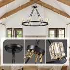 Black Farmhouse  Chandelier | Wagon Wheel Design