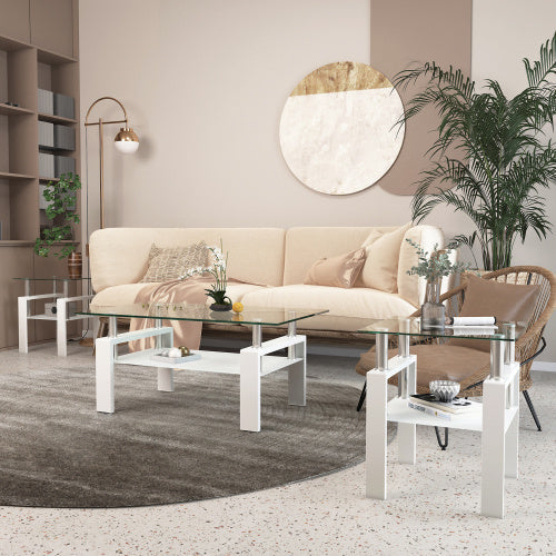 Tempered Glass Coffee Table Set | Square Design