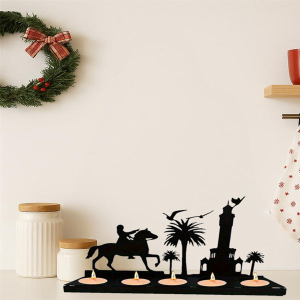 Rustic Wooden Antler Candle Holder Set