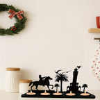 Rustic Wooden Antler Candle Holder Set