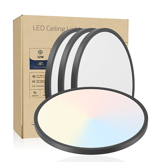 4 PACK Flush Mount LED Ceiling Light Fixture Black