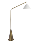 Lisbon Black Floor Lamp With On Off Coned Base Hanging White Fabric Sh