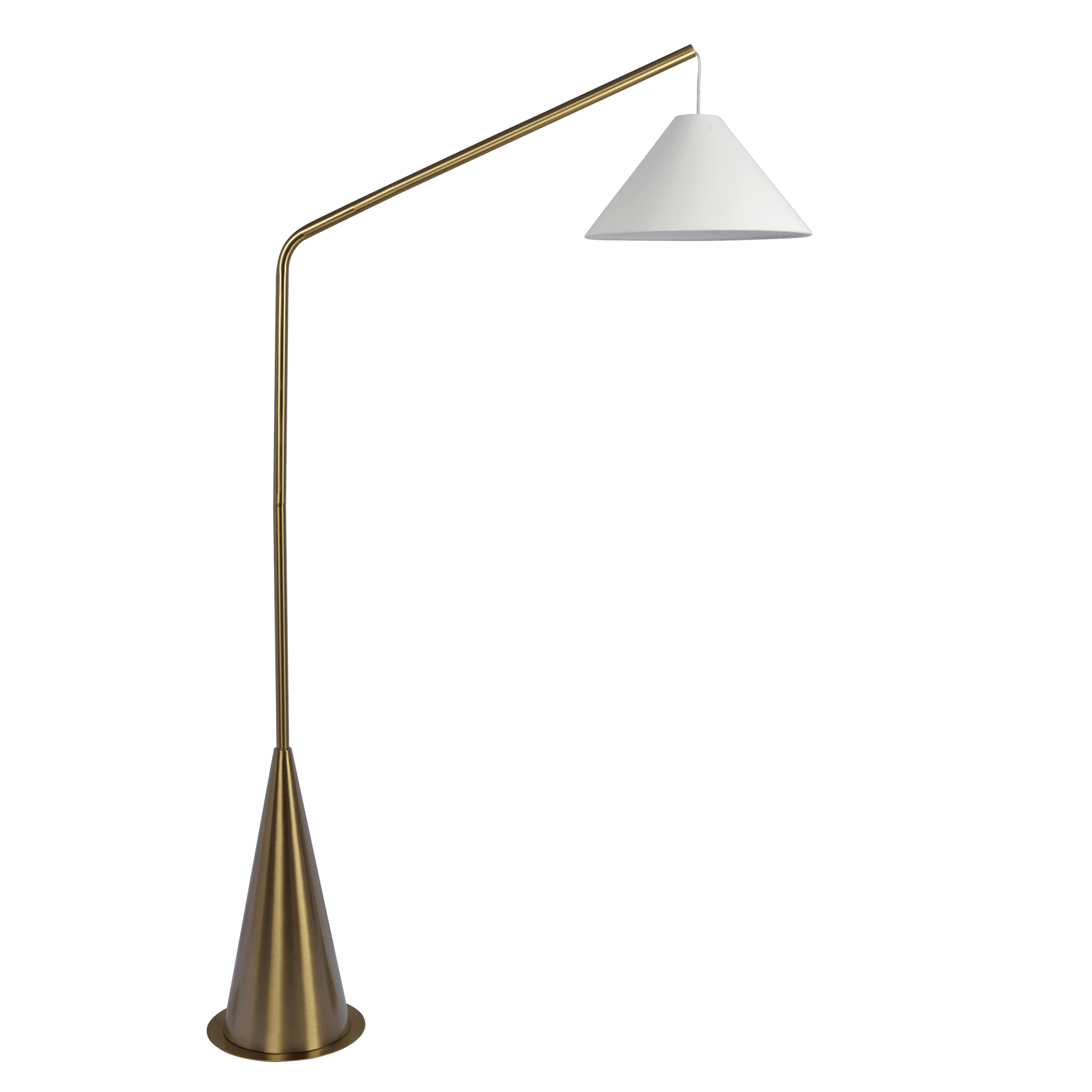 Lisbon Black Floor Lamp With On Off Coned Base Hanging White Fabric Sh