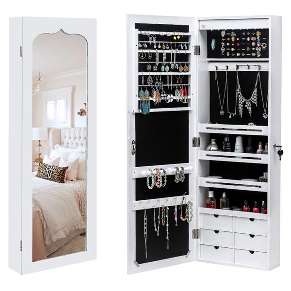 Non Full Mirror Wooden Wall Mounted Jewelry Storage Mirror Cabinet