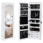 Non Full Mirror Wooden Wall Mounted Jewelry Storage Mirror Cabinet