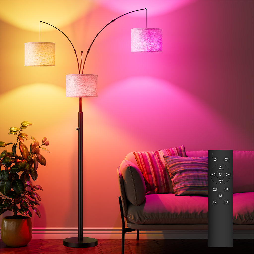 Three-Color Temperature & Dimmable Three-Head Floor Lamp Create A Cozy