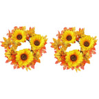 2 Pcs 9.8 Inch Fall Candle Rings Wreaths Candlestick Decorative Rattan