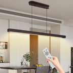 Walnut Wood LED Pendant Light, Linear 51 Inch, Dimmable