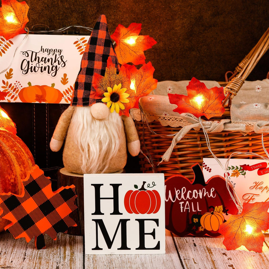 Fall Gnome Tiered Tray Decorations Set Farmhouse Pumpkin Decor Autumn