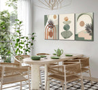 Boho Abstract Canvas Wall Art, Framed 12 x 16 Inch, Set of 3