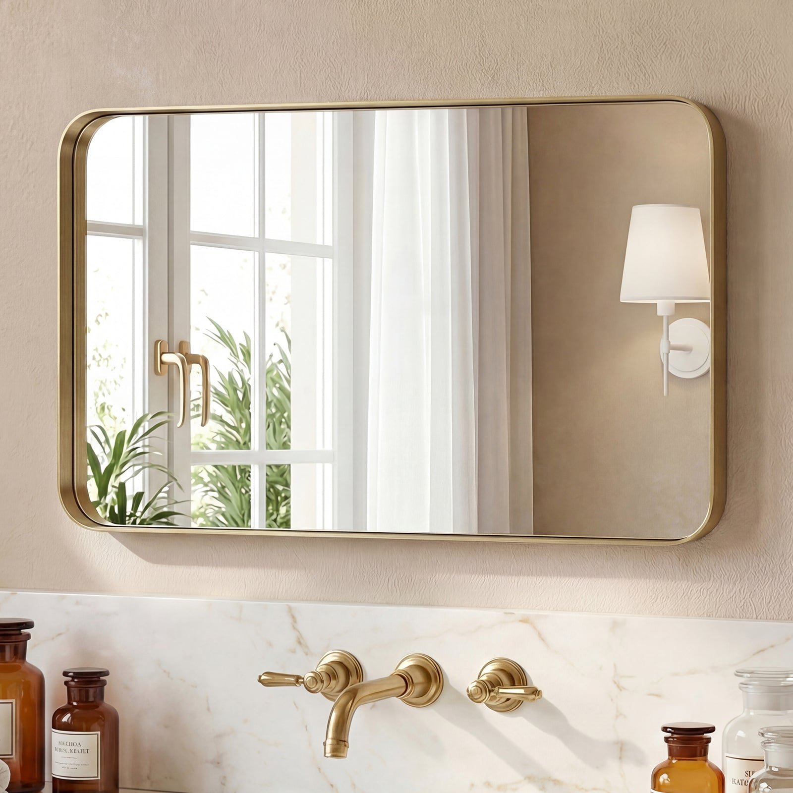 Wall Mirror With Rectangular Metal Frame
