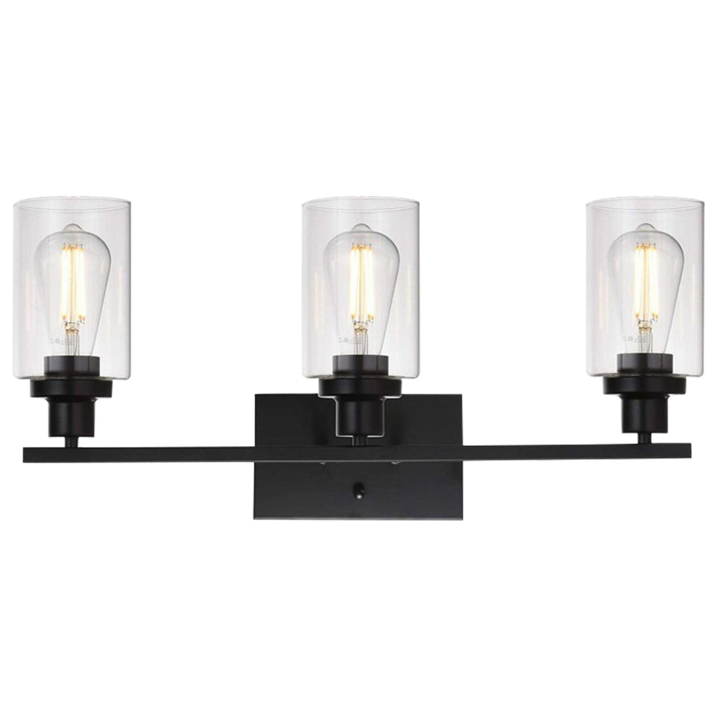 1Pc 3-Light Wall Sconce Lighting With Clear Glass Shade Bathroom Vanit