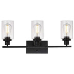 1Pc 3-Light Wall Sconce Lighting With Clear Glass Shade Bathroom Vanit