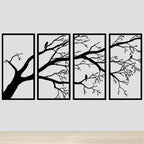 CIFbuy Iron Bare Branch & Bird 4-Panel Wall Art