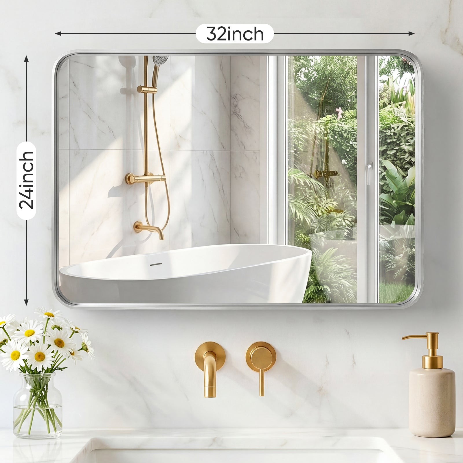 Wall Mirror With Rectangular Metal Frame