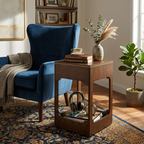 Small Wooden Side Table | Multi-Shelf Design