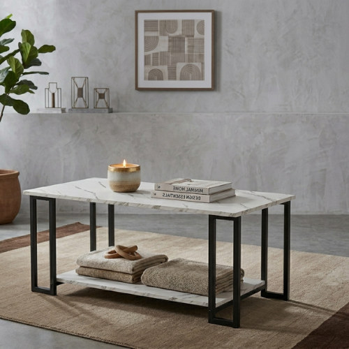 Modern Marble Coffee Table | 2-Tier Rectangular