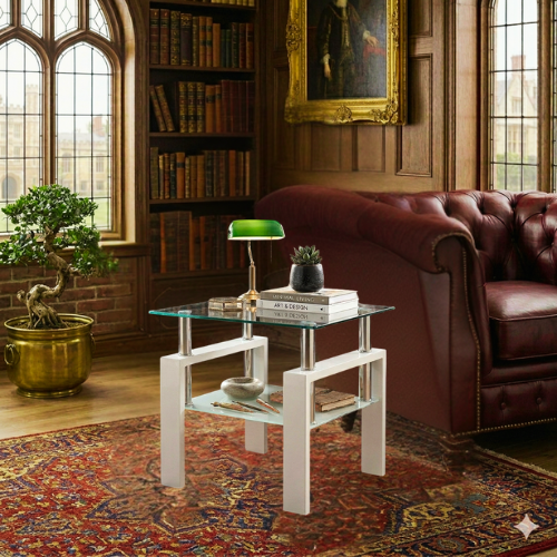White Glass Coffee Table |  2-Layer Design