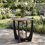 Rustic Round End Table | Storage Shelf