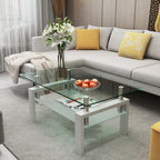 Modern White Glass Coffee Table | Rectangular Design