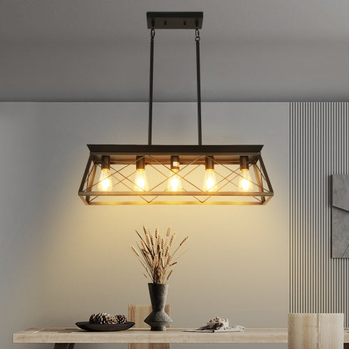 Modern Farmhouse Chandelier | Rectangular Ceiling Light