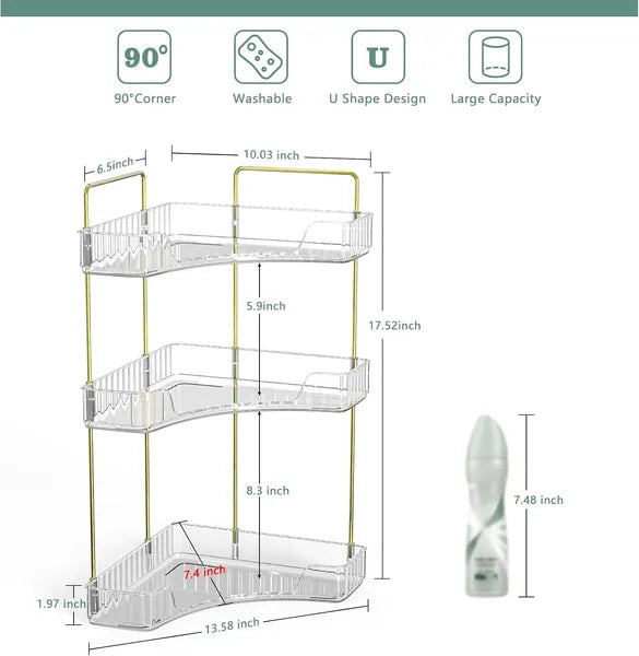 Corner Bathroom Counter Storage Rack 3-tier Bathroom Countertop Storag