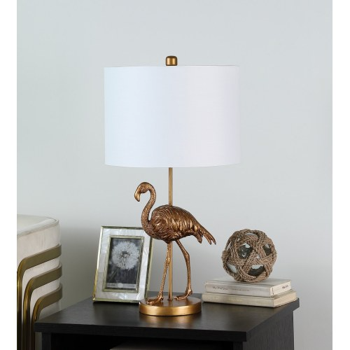 Gold Flamingo Table Lamp, Resin Sculptural Accent, 26 Inch