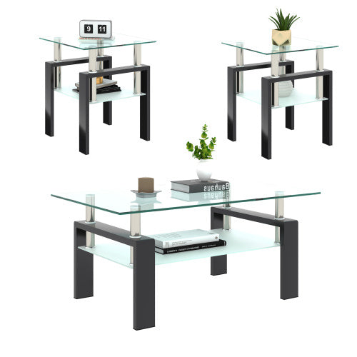 Modern Glass Coffee Table Set | Square Design
