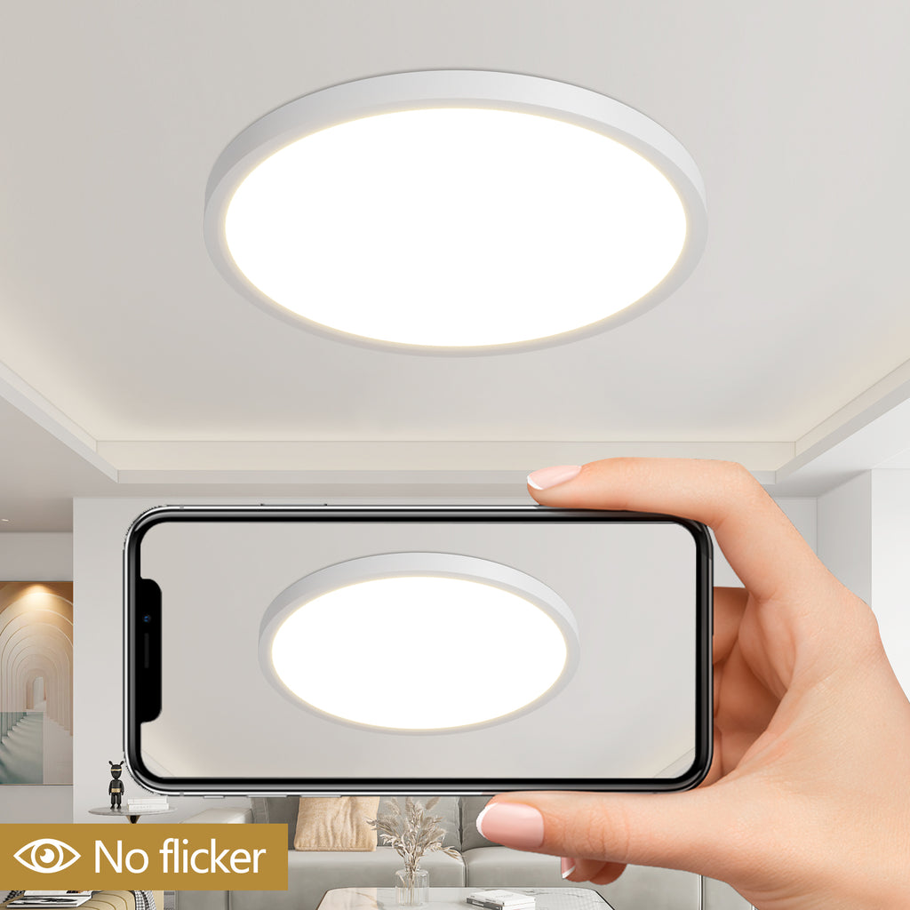 6PK 12 In. LED Flush Mount Ceiling Light Fixture - 2880 Lumens