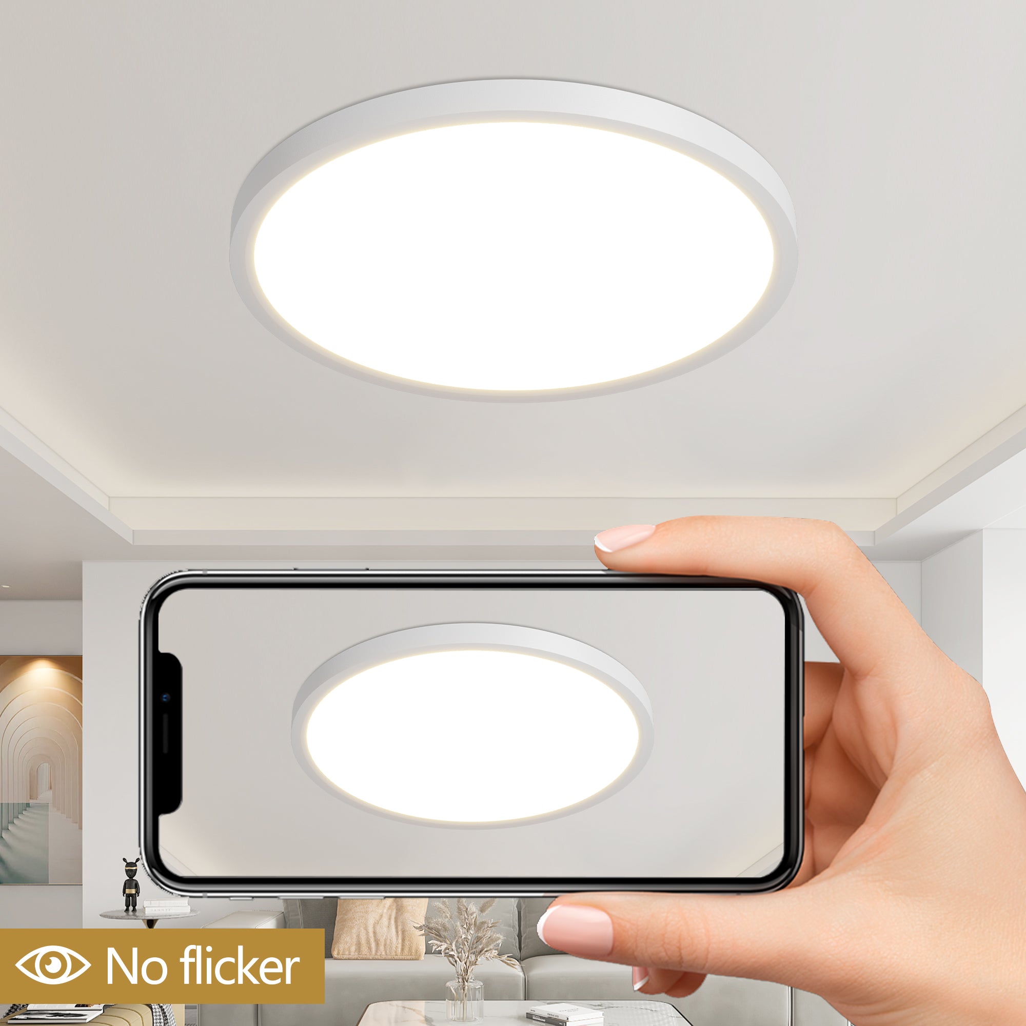 6PK 12 In. LED Flush Mount Ceiling Light Fixture - 2880 Lumens