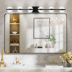 43in Black Minimalist LED Bathroom Vanity Light With Crystal Sand Acry