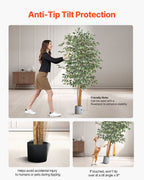 6FT Artificial Ficus Tree Tall Faux Plant With Black Pot For Indoor De