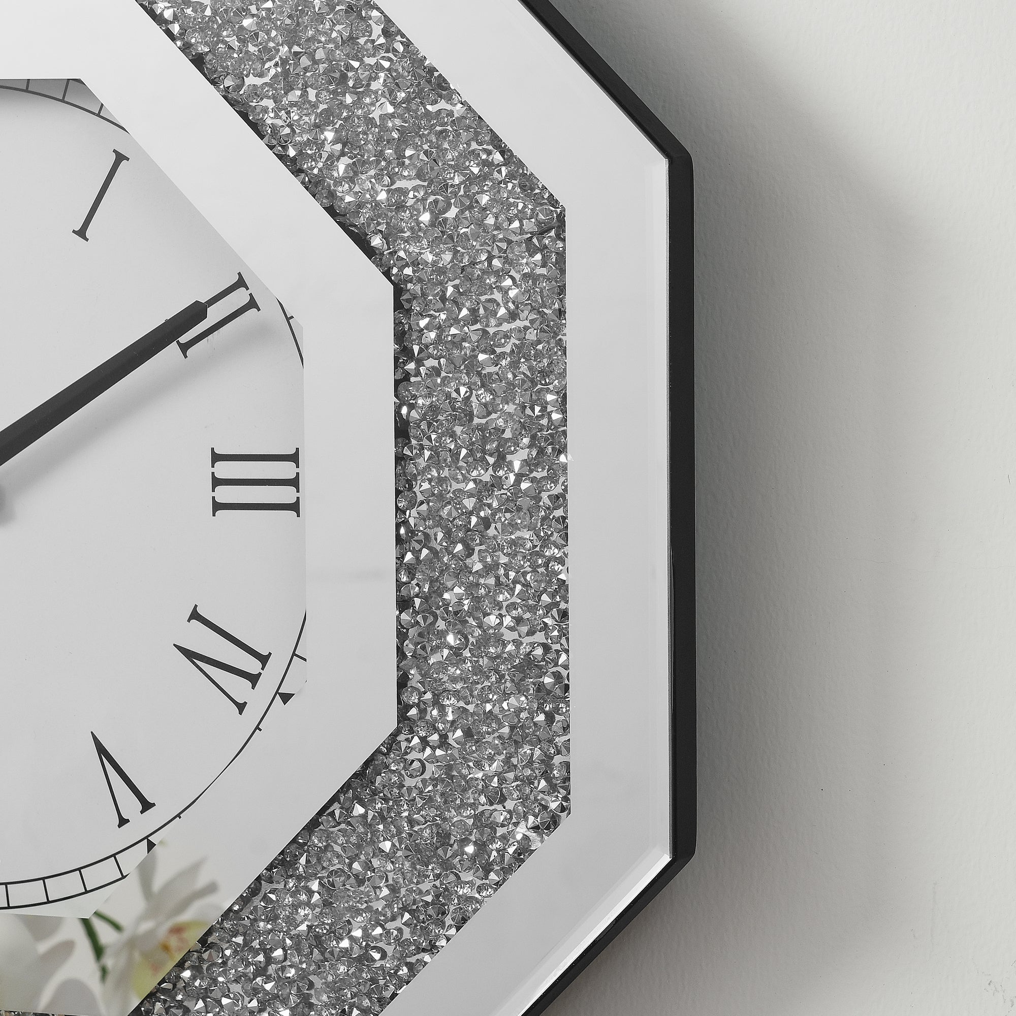 Octagonal Mirror Wall Clocks And Artificial Gemstone Wall Clocks