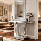 Crystal Crush Diamond Rectangle Silver Mirror For Wall